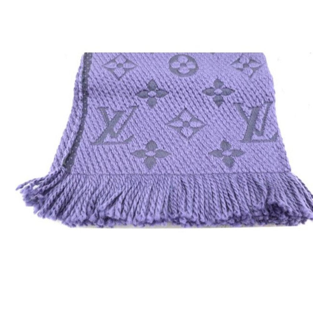 Purple #45902 Lv Monogram Logomania 94% Wool 6% Silk Scarf/Wrap